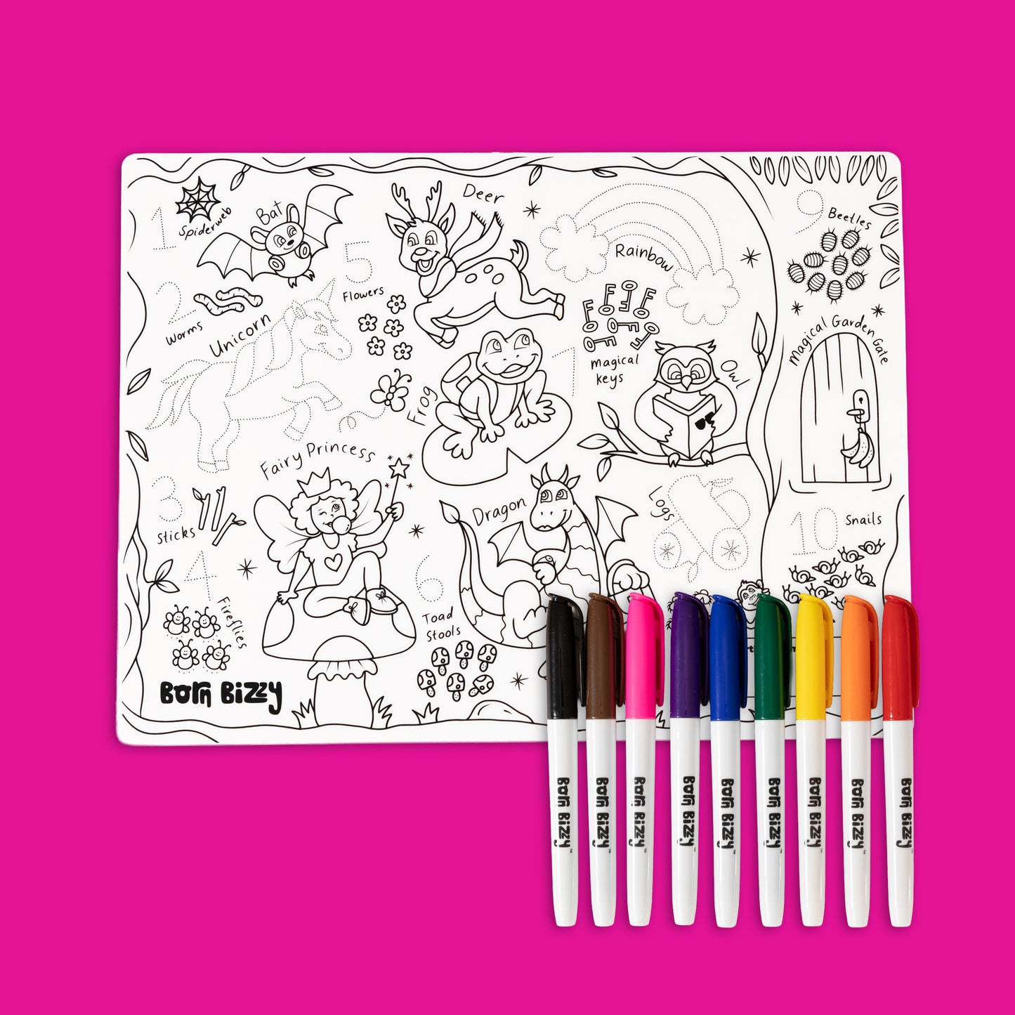 Enchanted Fairy Garden Reusable Silicone Colouring Mat Set