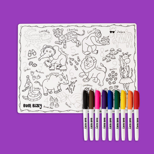 Totally Wild Safari Reusable Silicone Colouring Mat Set
